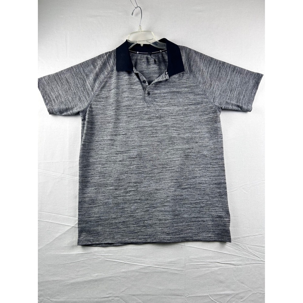Kenneth Cole Mens Performance Polo Shirt Heather Grey Black UPF 40+ KQ9B22BLK L